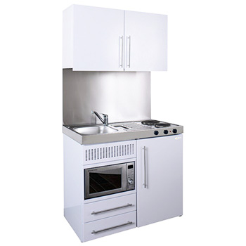1000mm Residential Eyeline Silver Mini Kitchen with Wall Cupboards